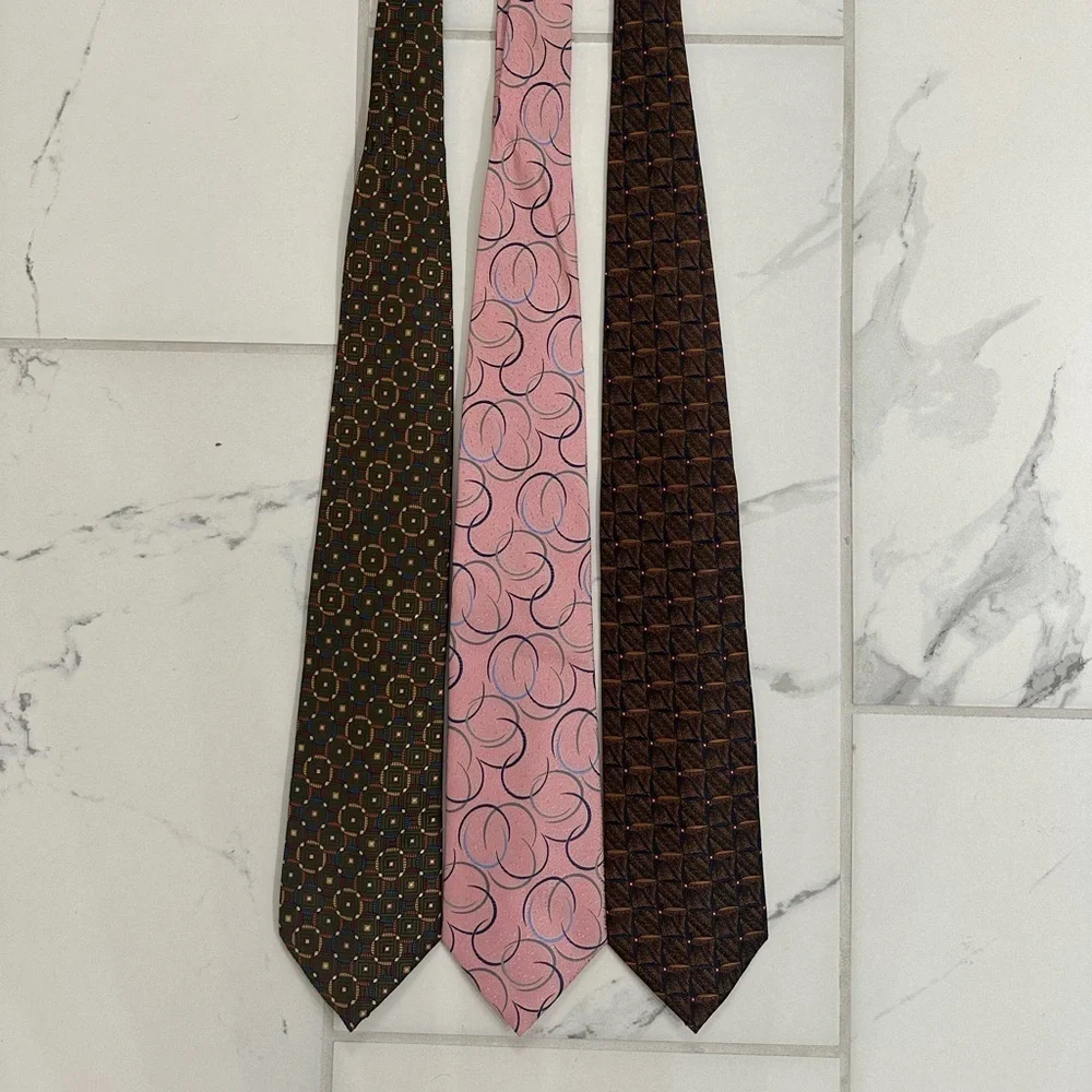 Sturbridge 100% Silk Ties - XL Length Set Of 3 - 1 New Never Worn & 2 EUC